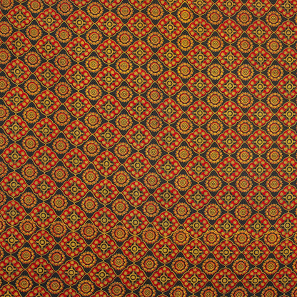 Geometric Hand Block Printed Cotton Ajrakh Fabric