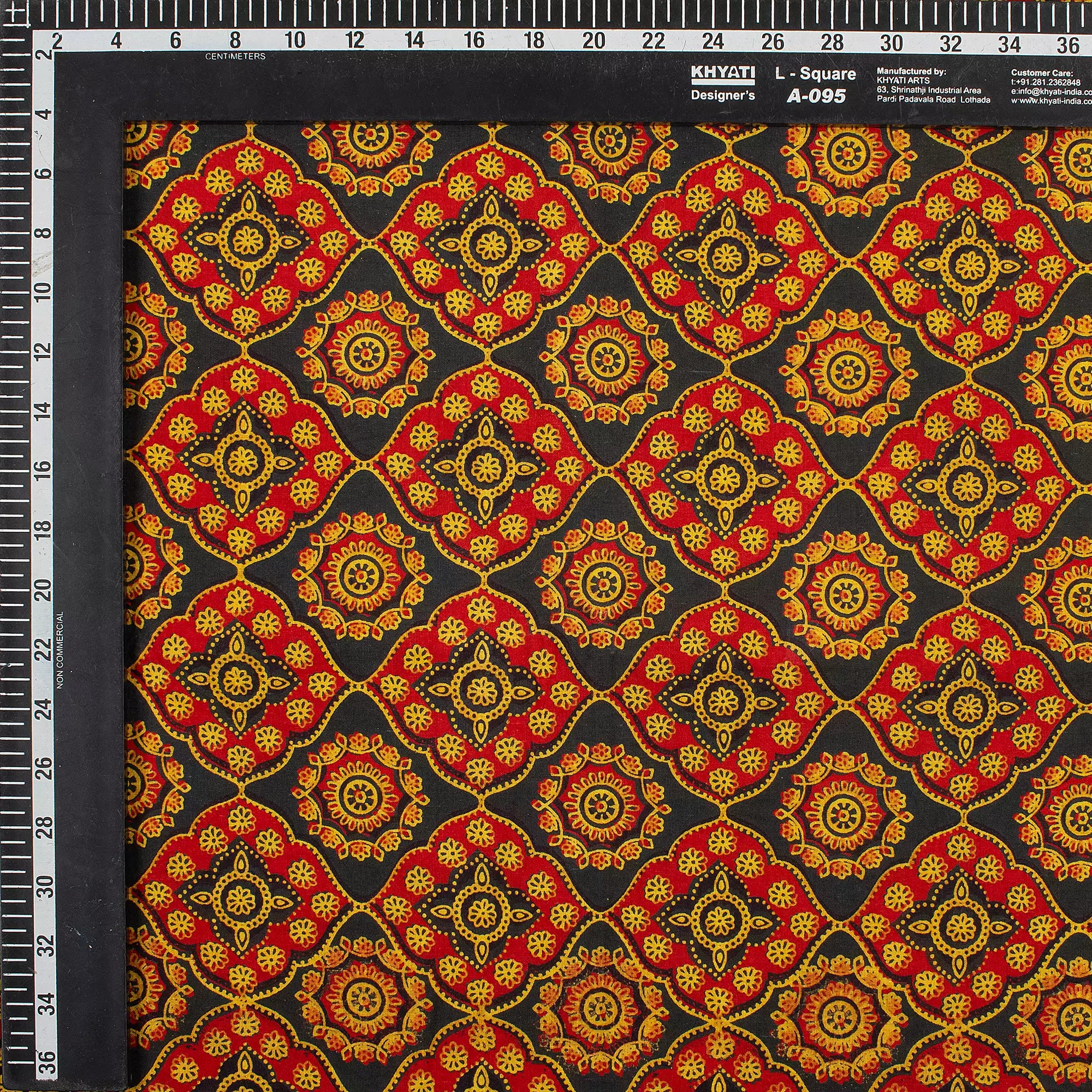 Geometric Hand Block Printed Cotton Ajrakh Fabric