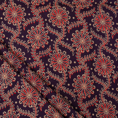 Indian Hand Block Ajrakh Floral Printed Fabric