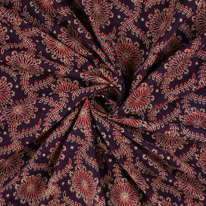 Indian Hand Block Ajrakh Floral Printed Fabric