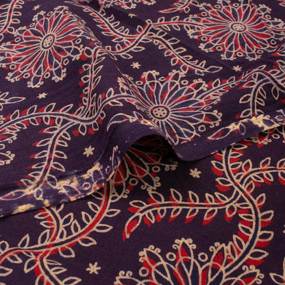 Indian Hand Block Ajrakh Floral Printed Fabric
