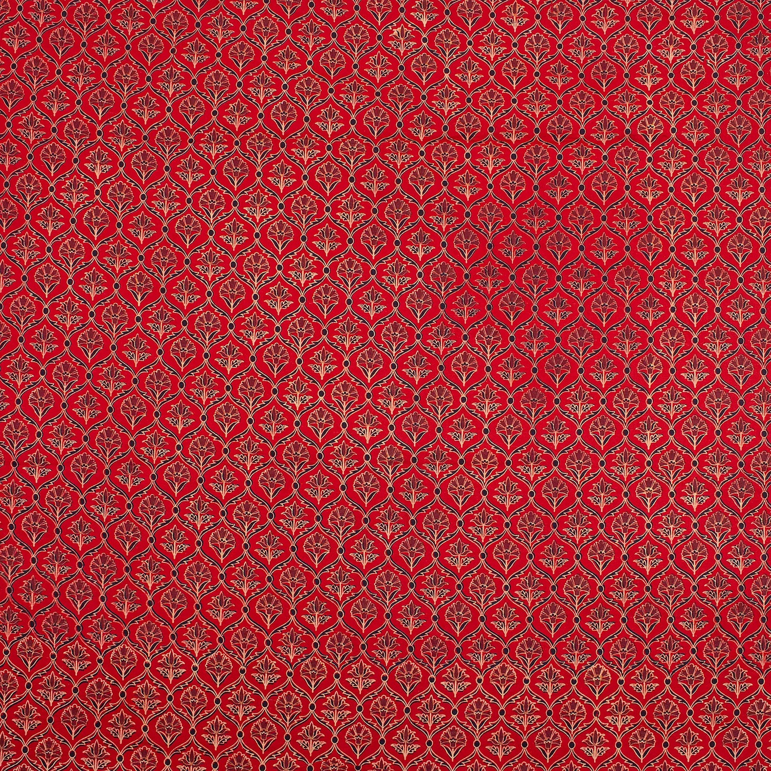 Indian Hand Block Ajrakh Floral Printed Fabric