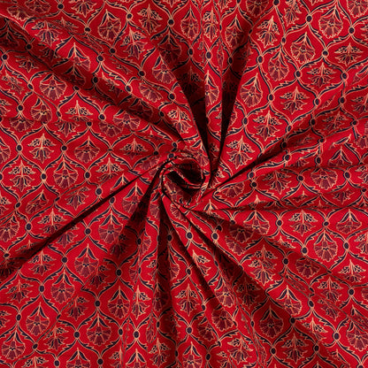 Indian Hand Block Ajrakh Floral Printed Fabric