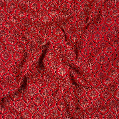 Indian Hand Block Ajrakh Floral Printed Fabric