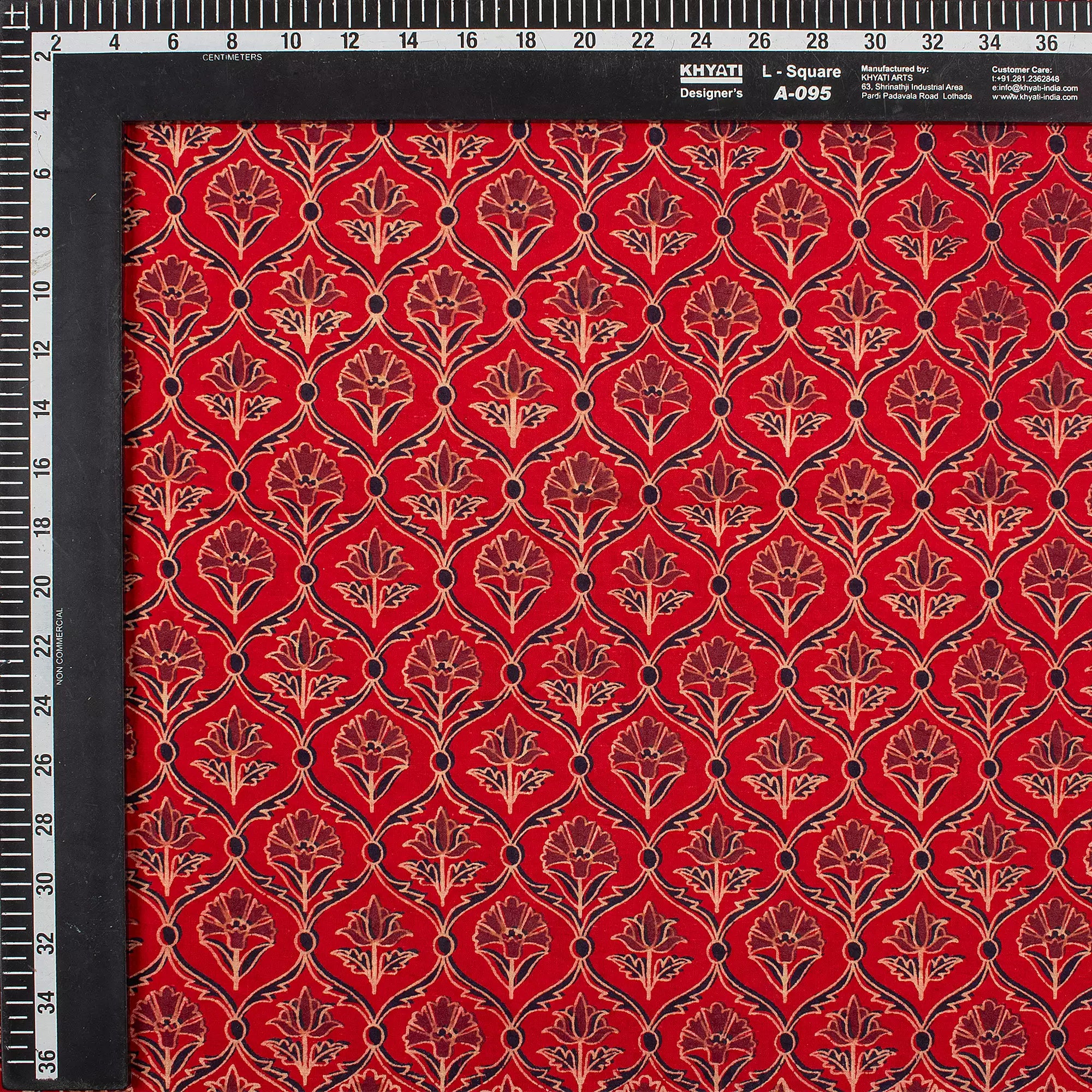 Indian Hand Block Ajrakh Floral Printed Fabric