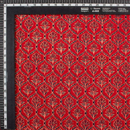 Indian Hand Block Ajrakh Floral Printed Fabric