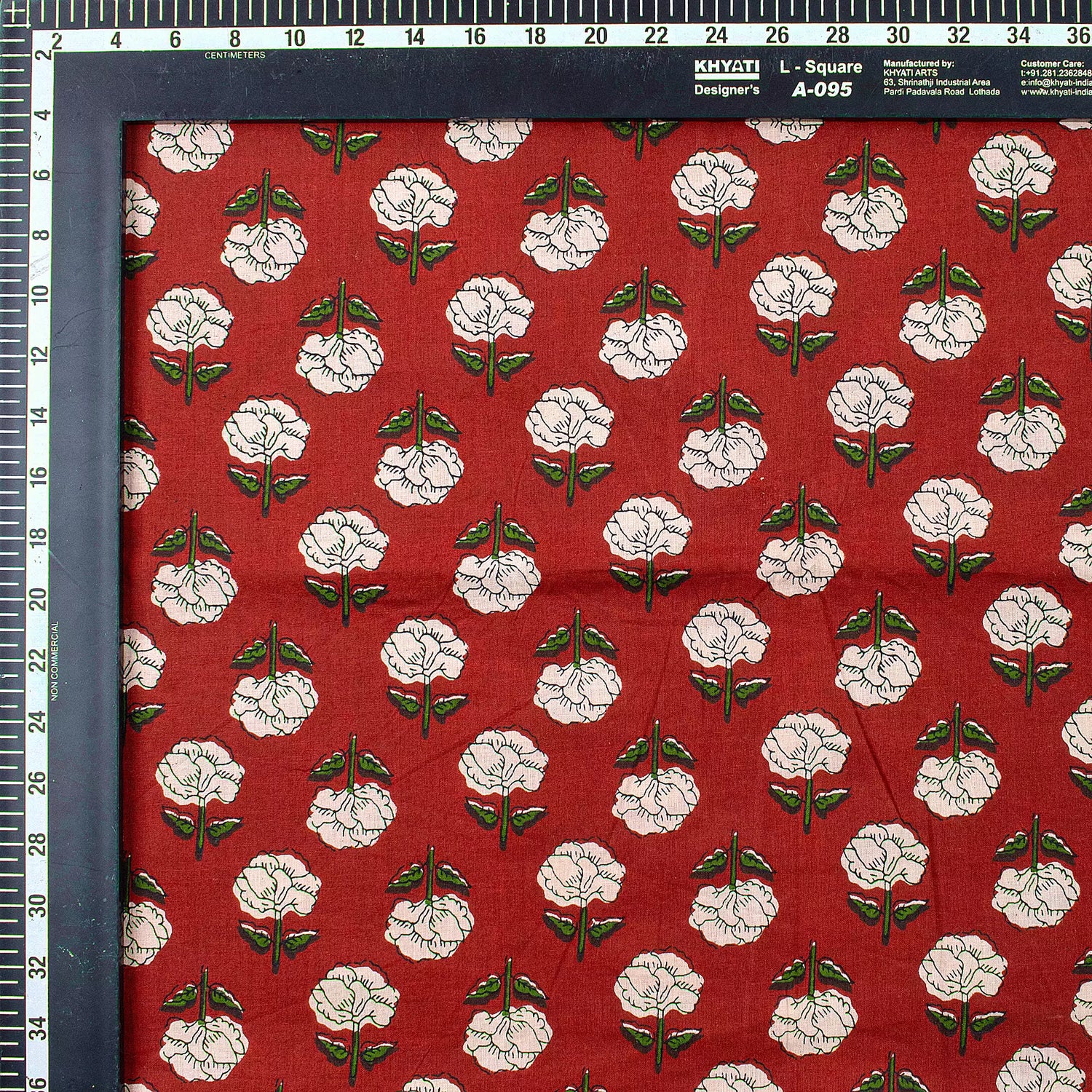 White Floral Hand Block Bagru Printed Fabric