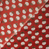 White Floral Hand Block Bagru Printed Fabric