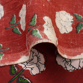 White Floral Hand Block Bagru Printed Fabric