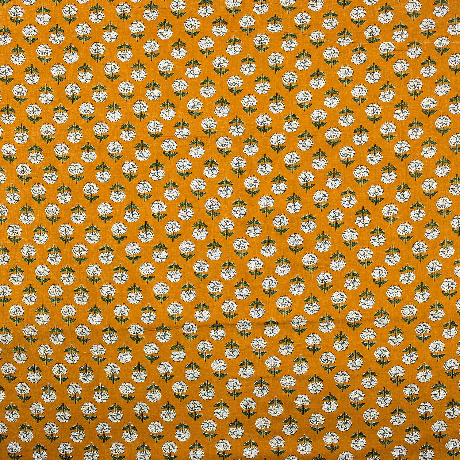 Mustard Yellow Hand Block Bagru Printed Fabric