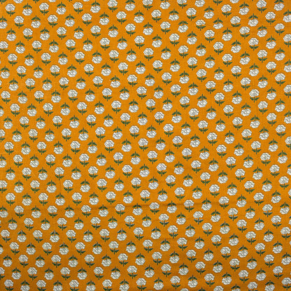 Mustard Yellow Hand Block Bagru Printed Fabric
