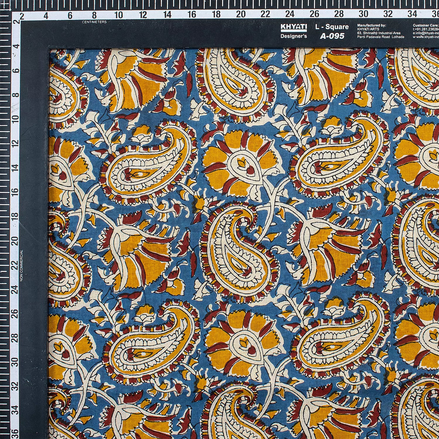 Handmade Bagru Printed Blue Paisley Fabric