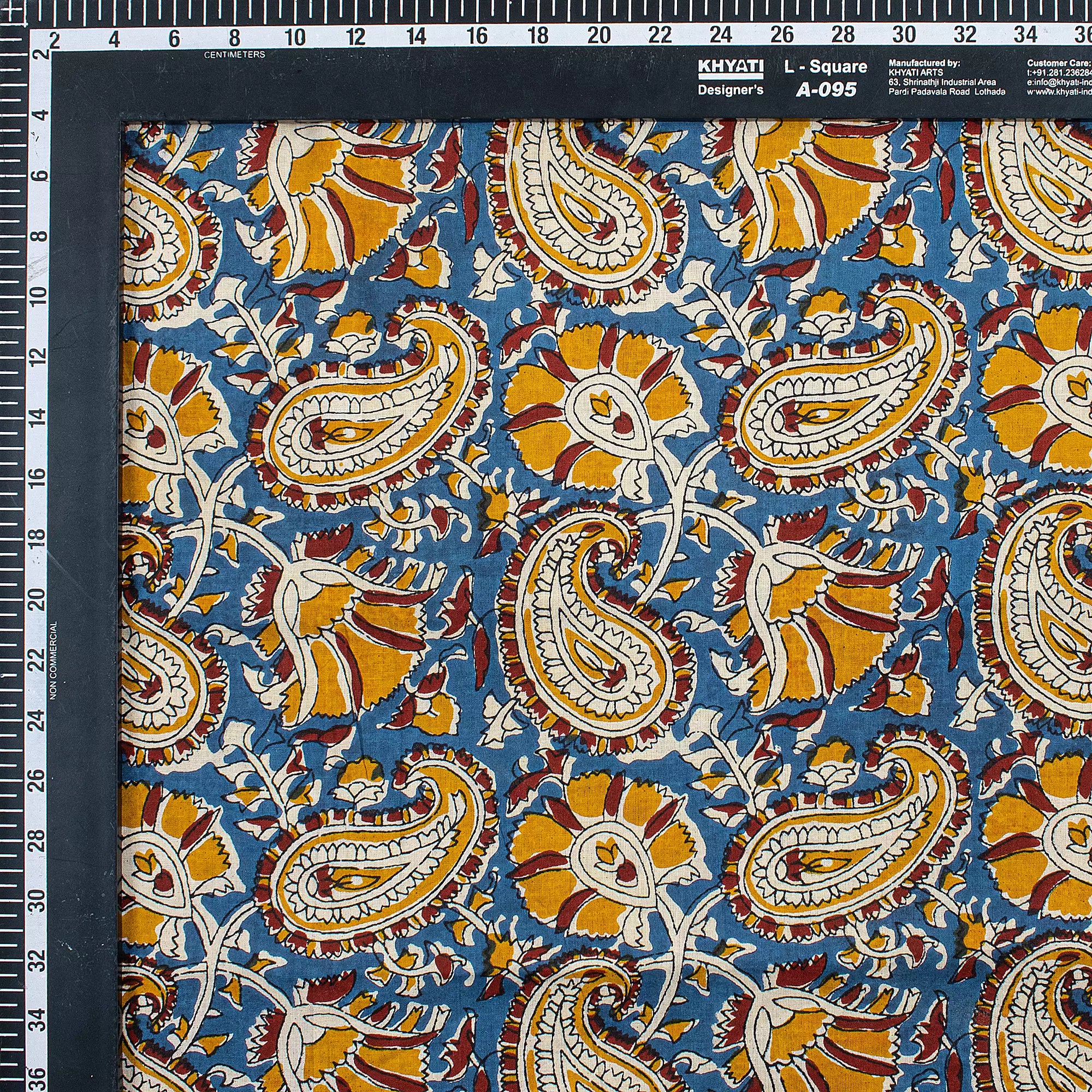 Handmade Bagru Printed Blue Paisley Fabric