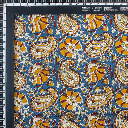 Handmade Bagru Printed Blue Paisley Fabric