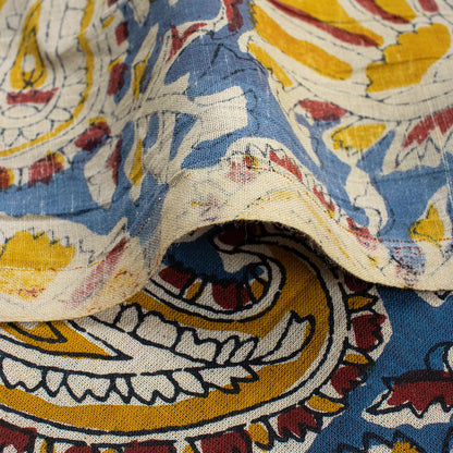 Handmade Bagru Printed Blue Paisley Fabric