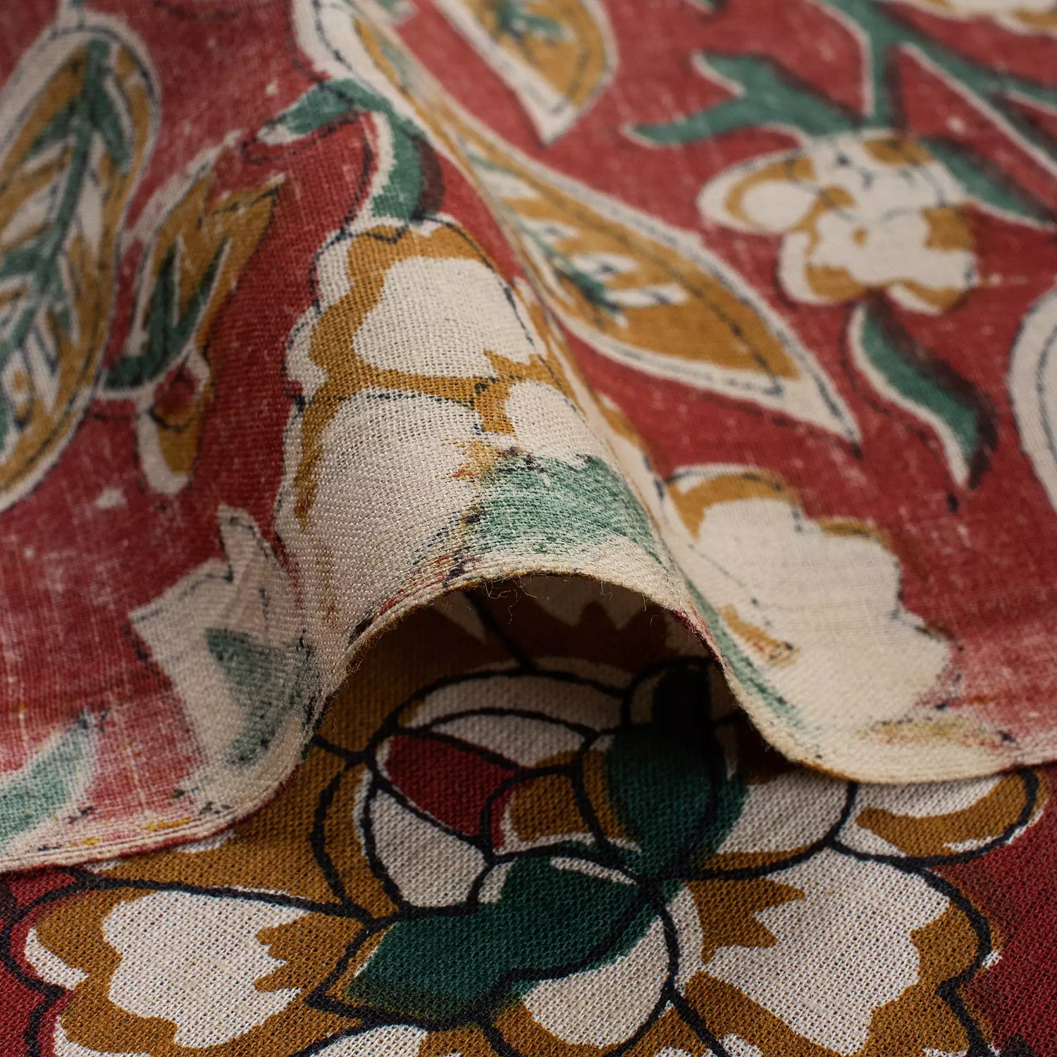 Bagru Hand Block Printed Floral Fabric 