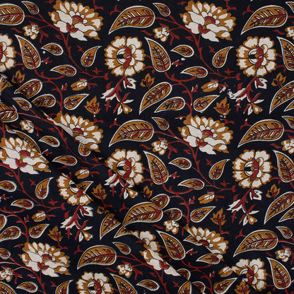 Floral Bagru Hand Block Printed Fabric for Dress