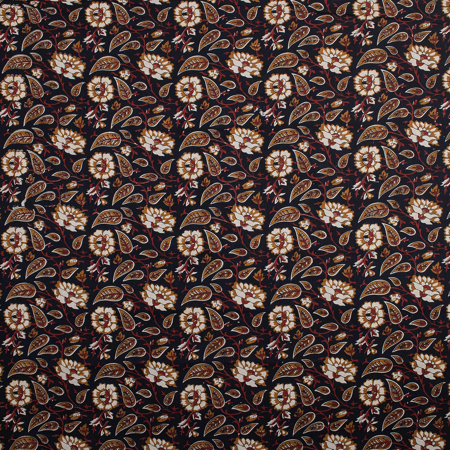 Floral Bagru Hand Block Printed Fabric for Dress