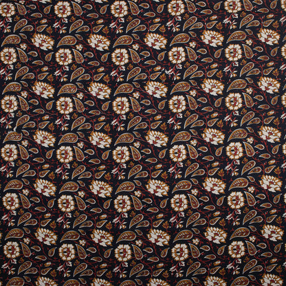 Floral Bagru Hand Block Printed Fabric for Dress