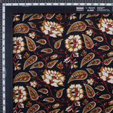 Floral Bagru Hand Block Printed Fabric for Dress