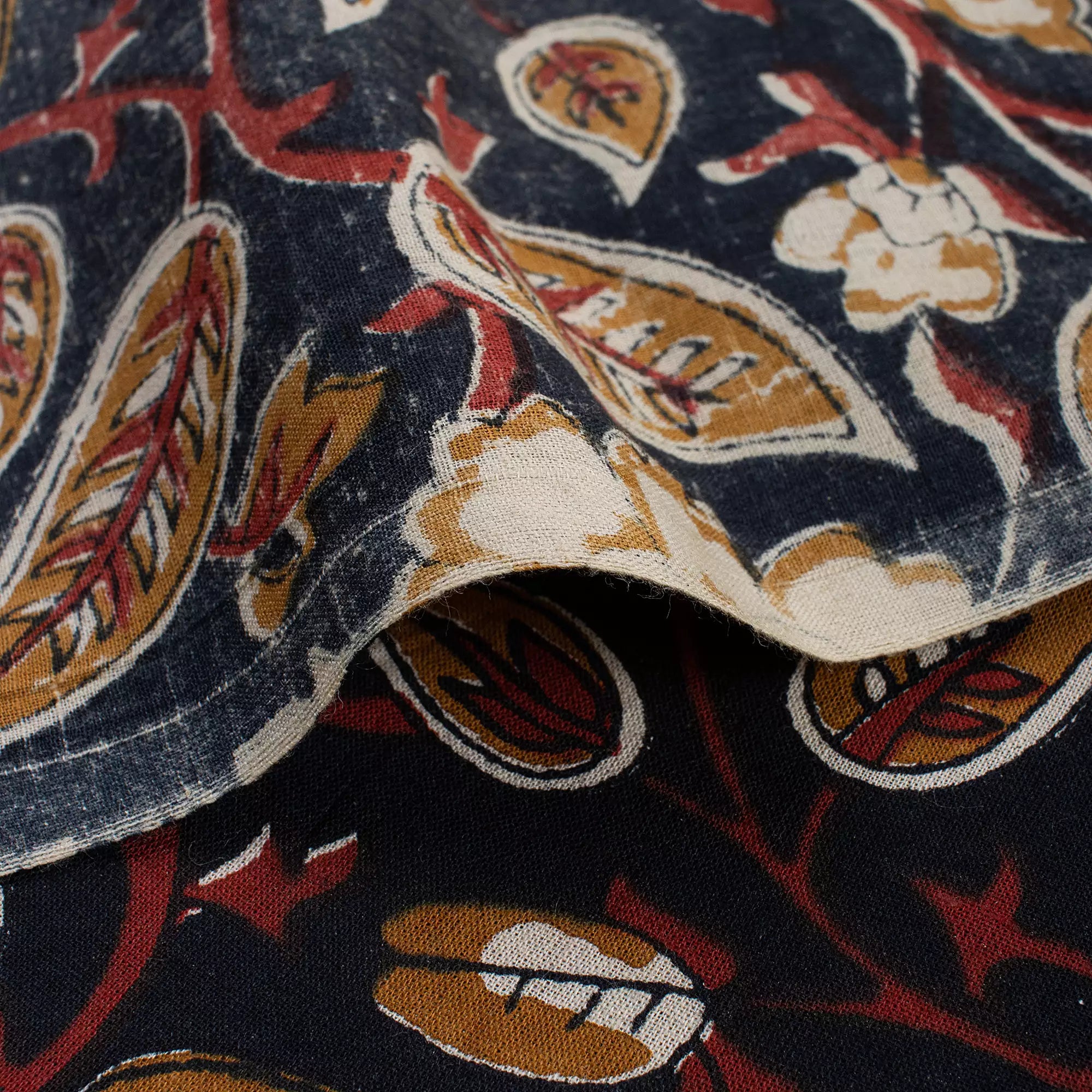 Floral Bagru Hand Block Printed Fabric for Dress