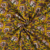 Yellow Floral Hand Block Printed Premium Fabric Cloth
