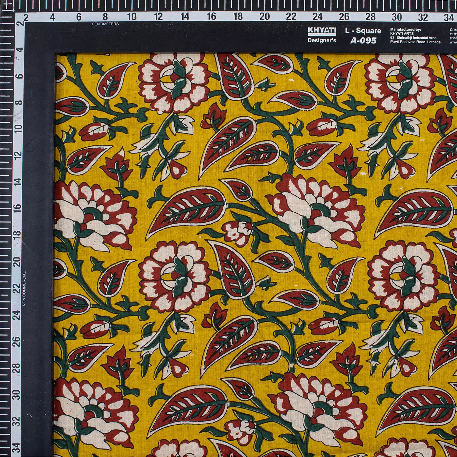 Yellow Floral Hand Block Printed Premium Fabric Cloth