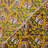 Yellow Floral Hand Block Printed Premium Fabric Cloth