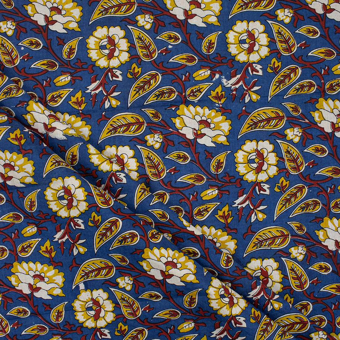 Indian Bagru Floral Hand Block Printed Fabric
