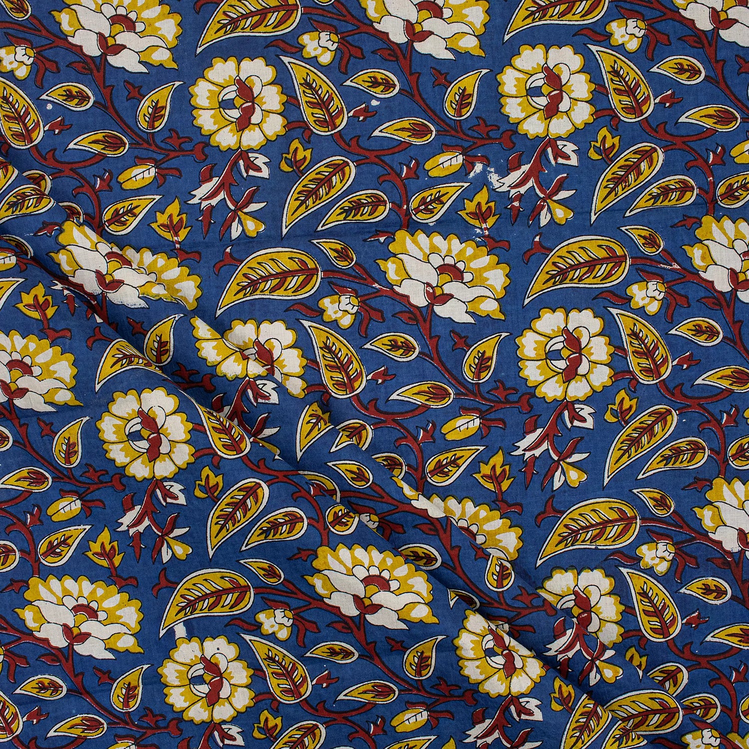 Indian Bagru Floral Hand Block Printed Fabric