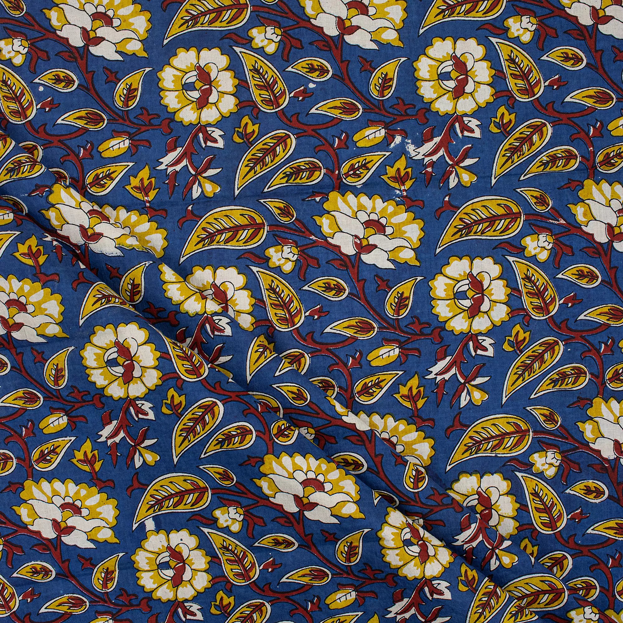 Indian Bagru Floral Hand Block Printed Fabric