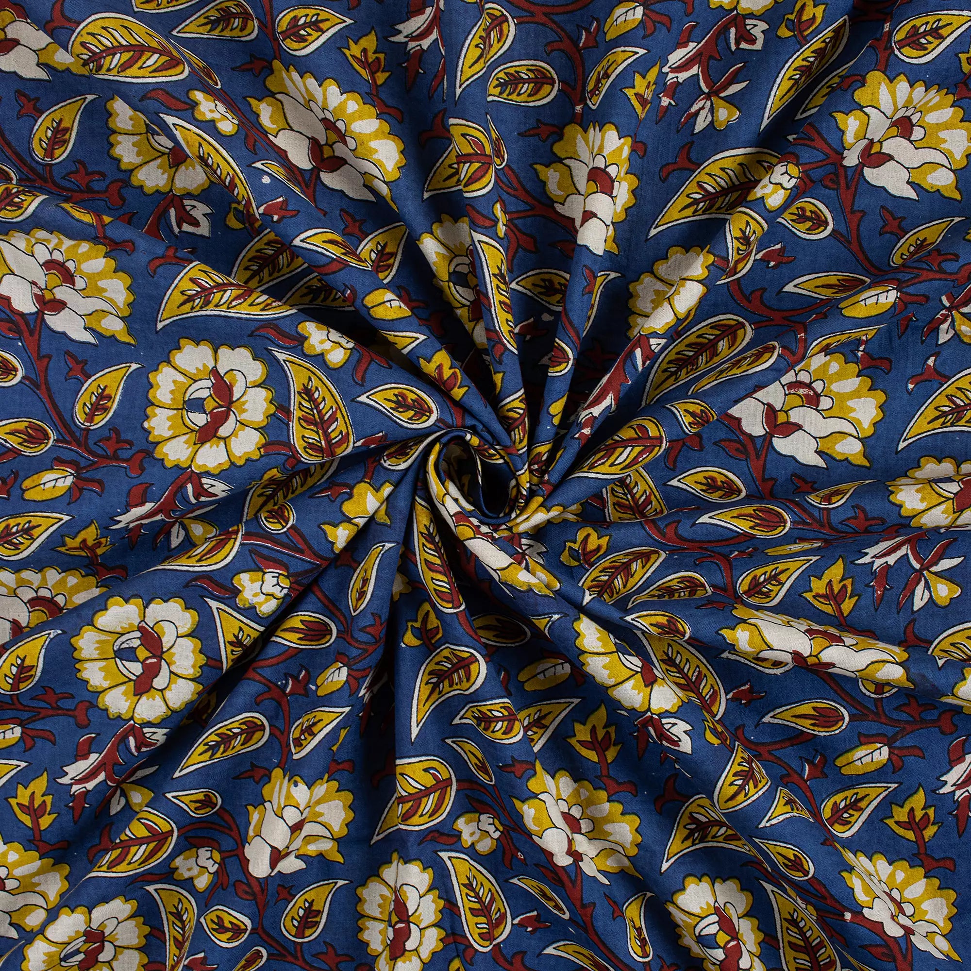 Indian Bagru Floral Hand Block Printed Fabric