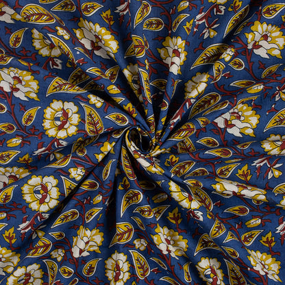 Indian Bagru Floral Hand Block Printed Fabric