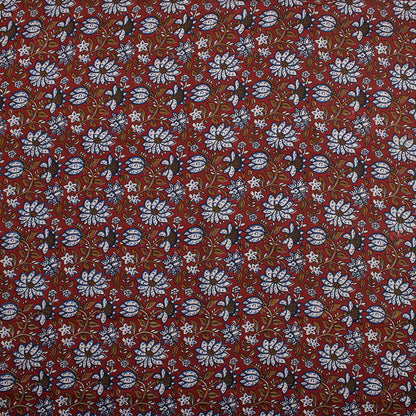 Hand Block Printed Floral Bagru Fabric