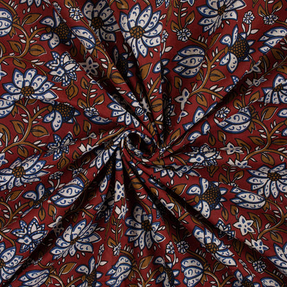 Hand Block Printed Floral Bagru Fabric