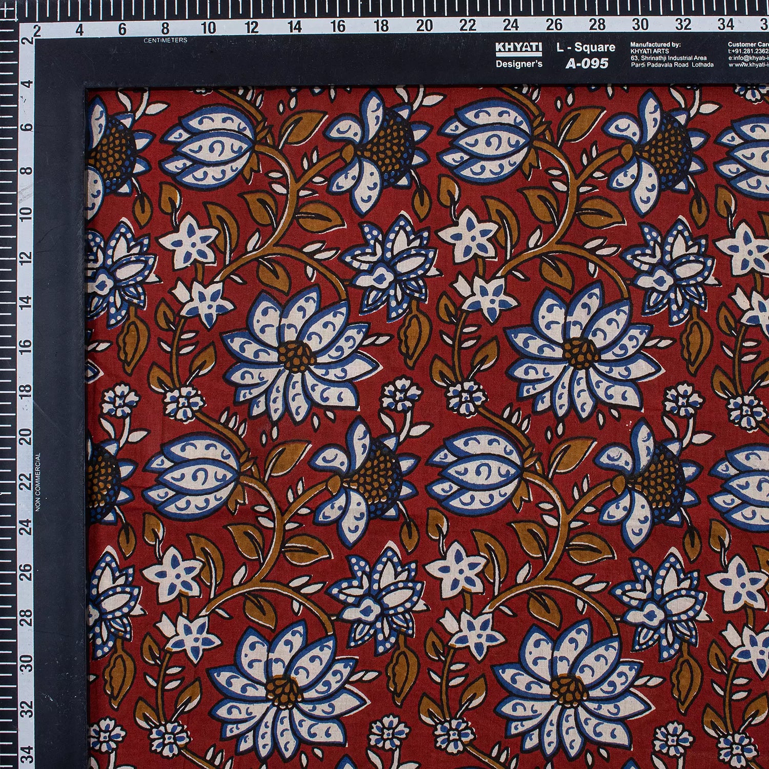 Hand Block Printed Floral Bagru Fabric