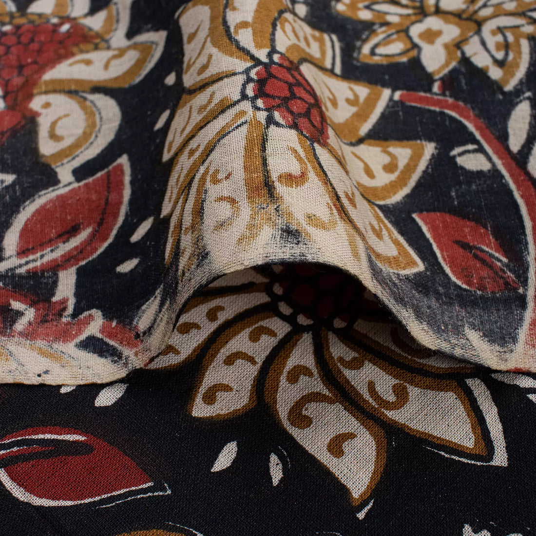 Cotton Floral Bagru Hand Block Printed Fabric