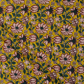 Handmade Yellow Floral Bagru Print Fabric Online