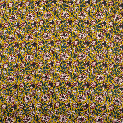 Handmade Yellow Floral Bagru Print Fabric Online