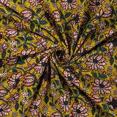 Handmade Yellow Floral Bagru Print Fabric Online