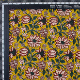 Handmade Yellow Floral Bagru Print Fabric Online