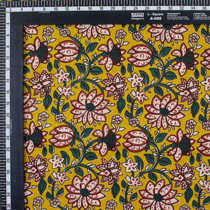 Handmade Yellow Floral Bagru Print Fabric Online