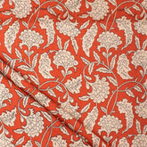 Handmade Orange Floral Printed Bagru Fabric