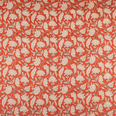 Handmade Orange Floral Printed Bagru Fabric