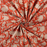 Handmade Orange Floral Printed Bagru Fabric