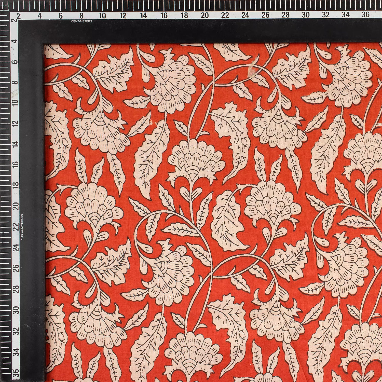 Handmade Orange Floral Printed Bagru Fabric