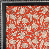Handmade Orange Floral Printed Bagru Fabric