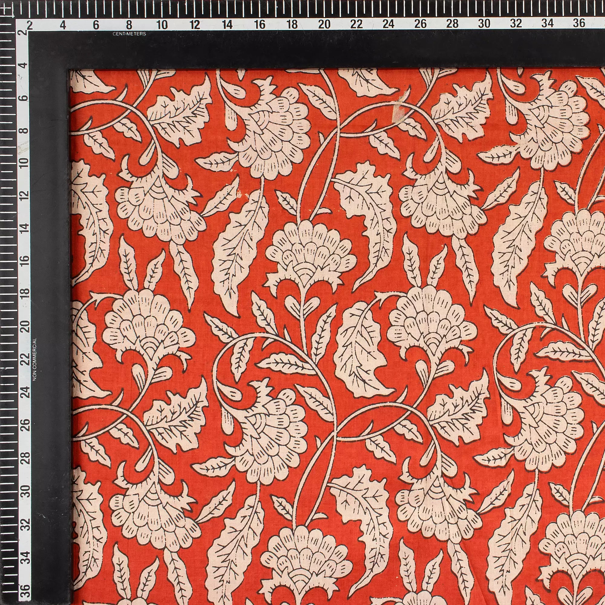 Handmade Orange Floral Printed Bagru Fabric