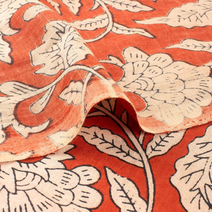 Handmade Orange Floral Printed Bagru Fabric