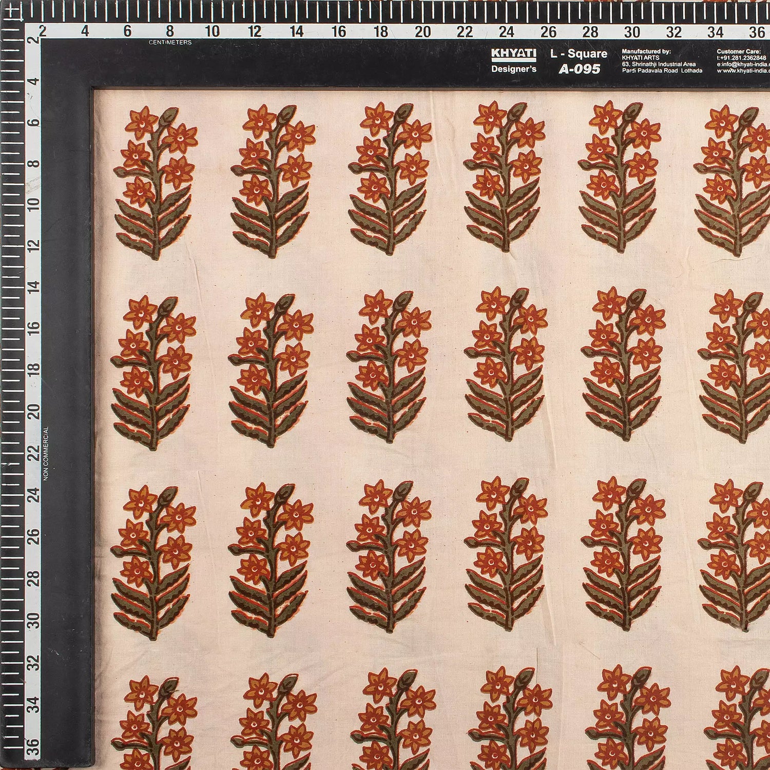 Brown Floral Hand Printed Cotton Bagru Fabric by Yard